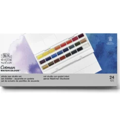 WINSOR & NEWTON Cotman™ Studio Aquarellfarben-Set, 24 ganze Näpfchen