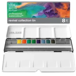 WINSOR & NEWTON™ Professional Watercolour™ Revival Collection Metallkasten – 8 halbe Näpfchen